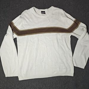 Vintage Anchor Blue Cream Knit Sweater Brown Stripe Y2K Crewneck Men’s Size M